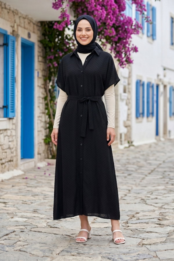 Modaselvim Jile فستان بلا اكمام أسود 138NZRK1200