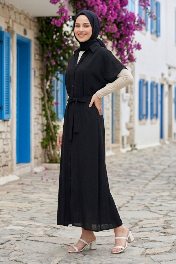 Modaselvim Jile فستان بلا اكمام أسود 138NZRK1200