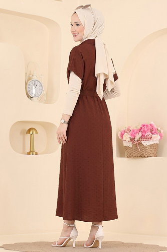 moda selvim DRESS 138NZRK1200 Brown - Thumbnail