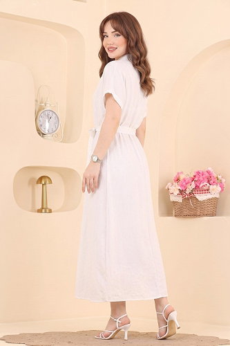 moda selvim DRESS 138NZRK1200 Ecru - Thumbnail