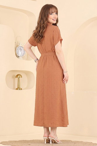 moda selvim DRESS 138NZRK1200 Tan - Thumbnail