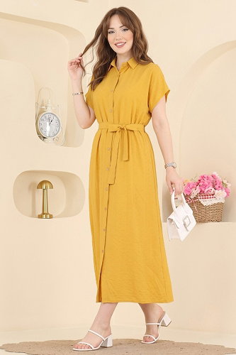 moda selvim DRESS 138NZRK1200 Yellow - Thumbnail