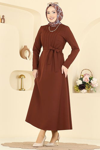 moda selvim Dress 1404ZNN863 Dark Tan - Thumbnail