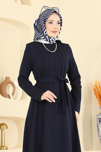 moda selvim Dress 1404ZNN863 Navy Blue - Thumbnail