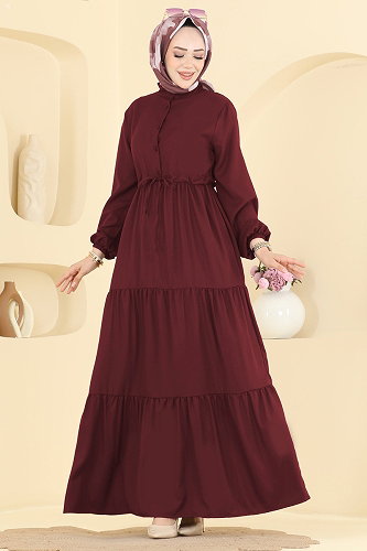 moda selvim الفستان خمري 144NZRK1200 - Thumbnail