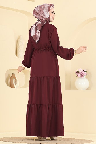 moda selvim الفستان خمري 144NZRK1200 - Thumbnail