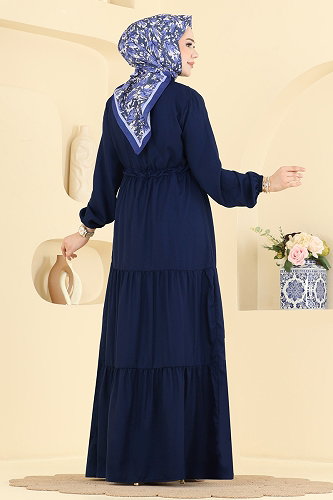 moda selvim Dress 144NZRK1200 Light Navy Blue - Thumbnail