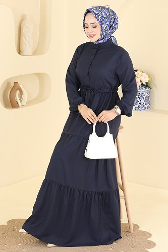 moda selvim Dress 144NZRK1200 Navy Blue - Thumbnail