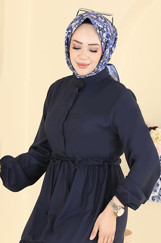 moda selvim Dress 144NZRK1200 Navy Blue - Thumbnail