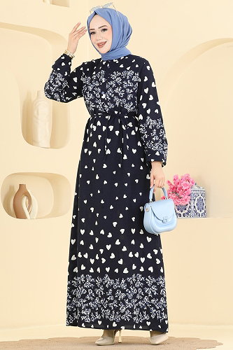moda selvim Dress 145NZRK1200 Navy Blue - Thumbnail