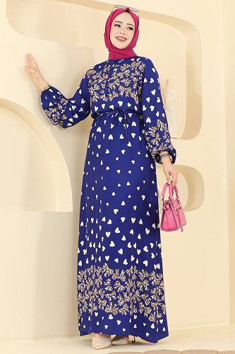 moda selvim Dress 145NZRK1200 Saxe - Thumbnail