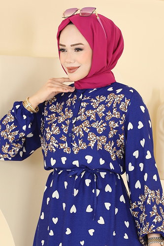 moda selvim Dress 145NZRK1200 Saxe - Thumbnail