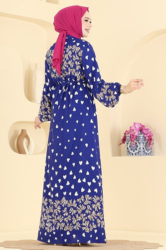 moda selvim Dress 145NZRK1200 Saxe - Thumbnail