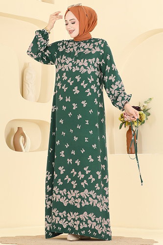 moda selvim Dress 146NZRK1200 Emerald - Thumbnail