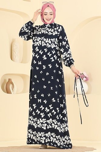 moda selvim Dress 146NZRK1200 Navy Blue - Thumbnail