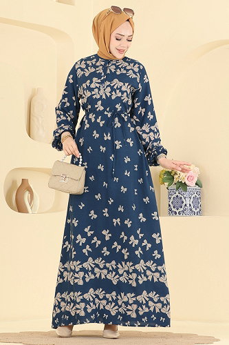 moda selvim Dress 146NZRK1200 Petroleum - Thumbnail