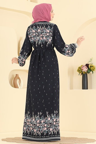 moda selvim Dress 147NZRK1200 Navy Blue - Thumbnail