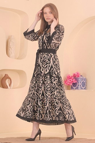 moda selvim Dress 15033NWL209 Black - Thumbnail
