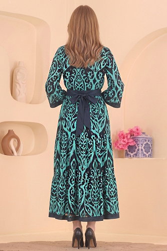 moda selvim Dress 15033NWL209 Turquoise - Thumbnail