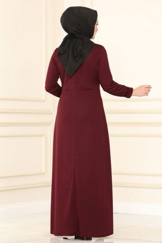 moda selvim Dress 1503UKB139 Claret Red - Thumbnail