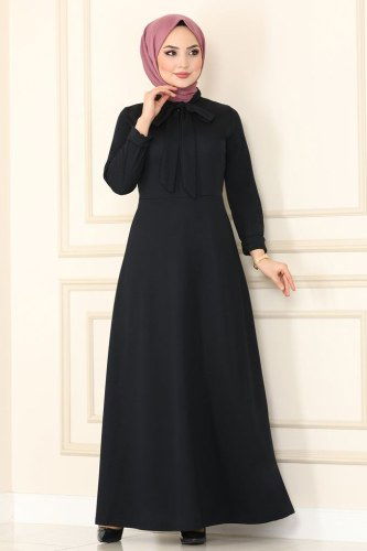 moda selvim Dress 1503UKB139 Dark Navy Blue - Thumbnail
