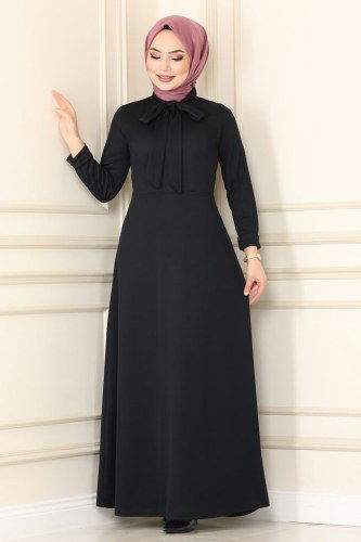 moda selvim 1503UKB139 الكحلي الغامق فستان - Thumbnail