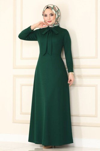 moda selvim Dress 1503UKB139 Emerald - Thumbnail