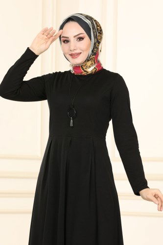 moda selvim Dress 1507UKB139 Black - Thumbnail