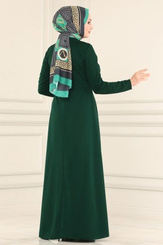 moda selvim 1507UKB139 الزيتي فستان - Thumbnail