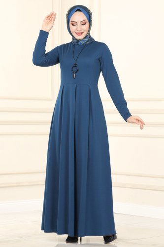 moda selvim 1507UKB139 ياقوتي فستان - Thumbnail