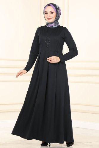 moda selvim Dress 1507UKB139 Navy Blue - Thumbnail