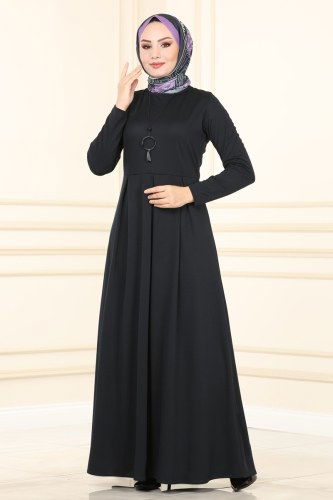 moda selvim 1507UKB139 كحلي فستان - Thumbnail