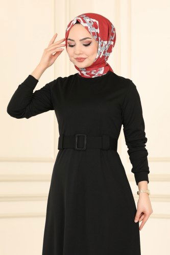 moda selvim Dress 1508UKB139 Black - Thumbnail