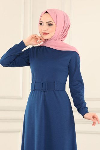 moda selvim 1508UKB139 ياقوتي فستان - Thumbnail