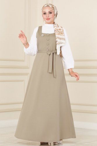 moda selvim 1509UKB139 المنك فستان - Thumbnail
