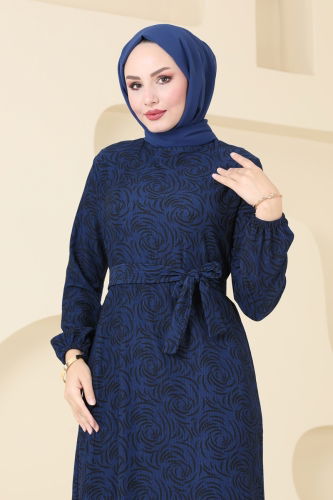 moda selvim Dress 150BO429 Navy Blue - Thumbnail