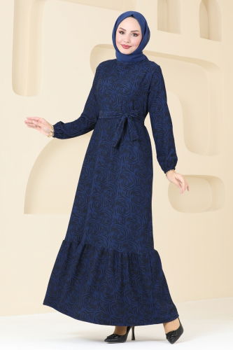 moda selvim Dress 150BO429 Navy Blue - Thumbnail