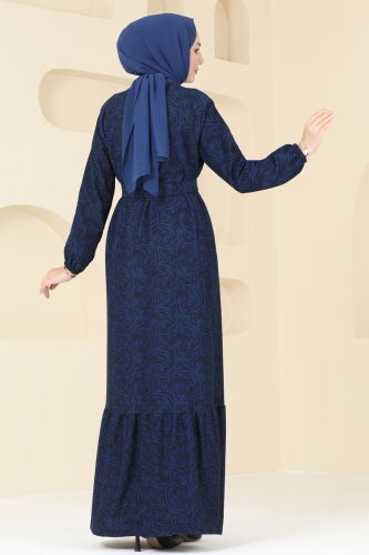 moda selvim Dress 150BO429 Navy Blue - Thumbnail