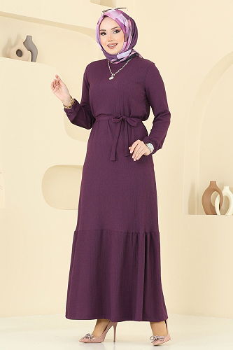 moda selvim Dress 1510UZ662 Damson - Thumbnail