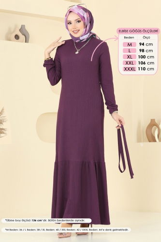 moda selvim Dress 1510UZ662 Damson - Thumbnail