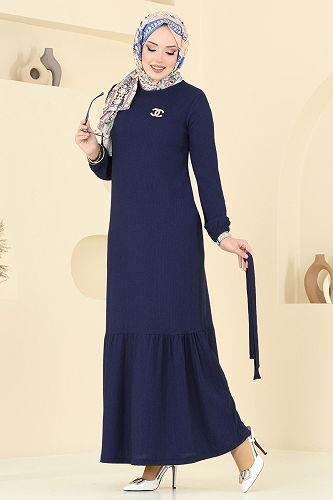 moda selvim الفستان كحلي 1510UZ662 - Thumbnail