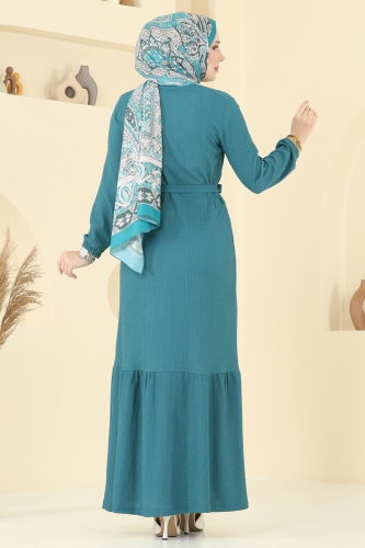 moda selvim Dress 1510UZ662 Petroleum - Thumbnail