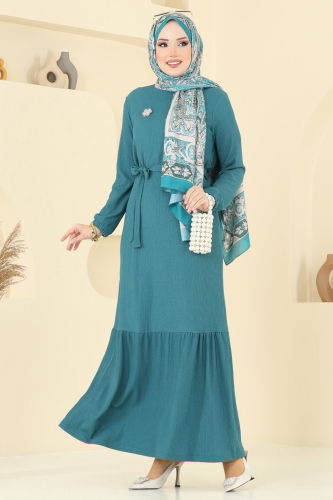 moda selvim الفستان بترولي 1510UZ662 - Thumbnail