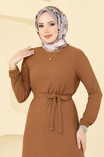 moda selvim Dress 1510UZ662 Tan - Thumbnail