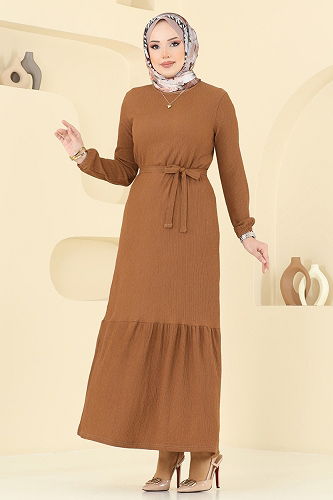 moda selvim الفستان عسلي 1510UZ662 - Thumbnail