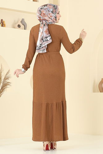 moda selvim الفستان عسلي 1510UZ662 - Thumbnail