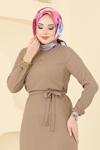 moda selvim الفستان بيج 1510UZ662 - Thumbnail
