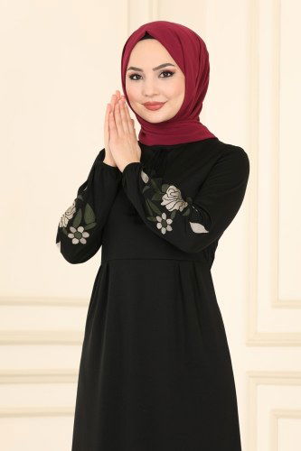 moda selvim Dress 1512UKB139 Black - Thumbnail