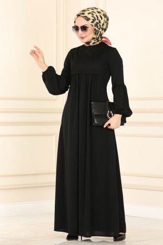 moda selvim Dress 1515UKB139 Black - Thumbnail