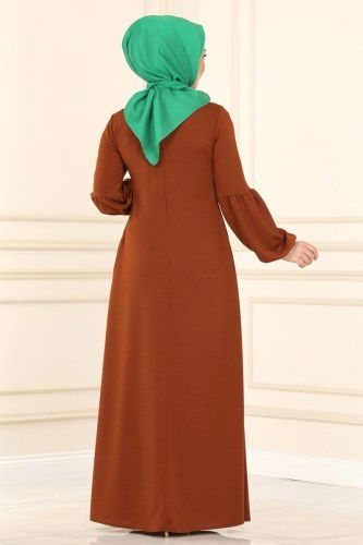 moda selvim Dress 1515UKB139 Tan - Thumbnail